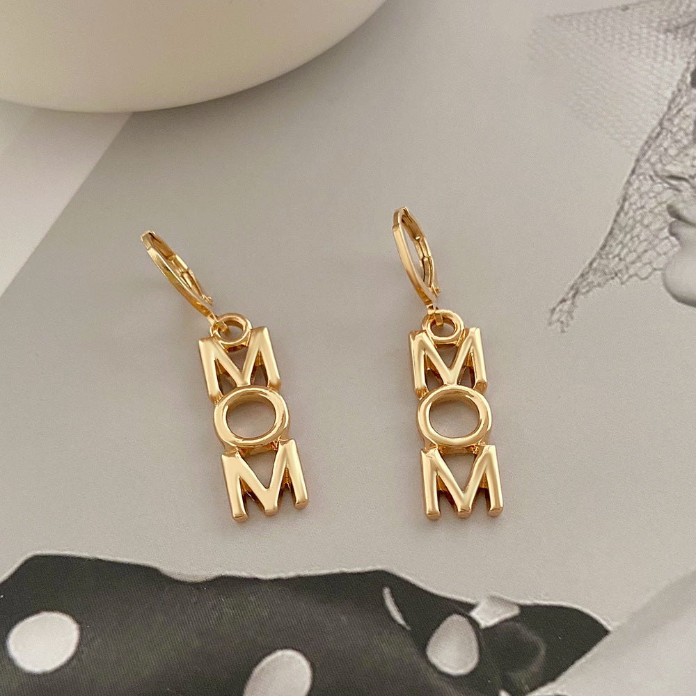 Wholesale Mother's Day Minimalist Letter Alloy Earrings